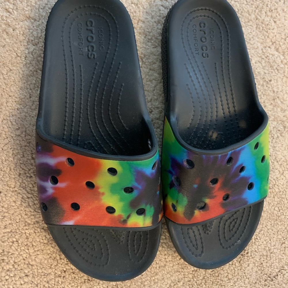 Tie Dye Croc Slides